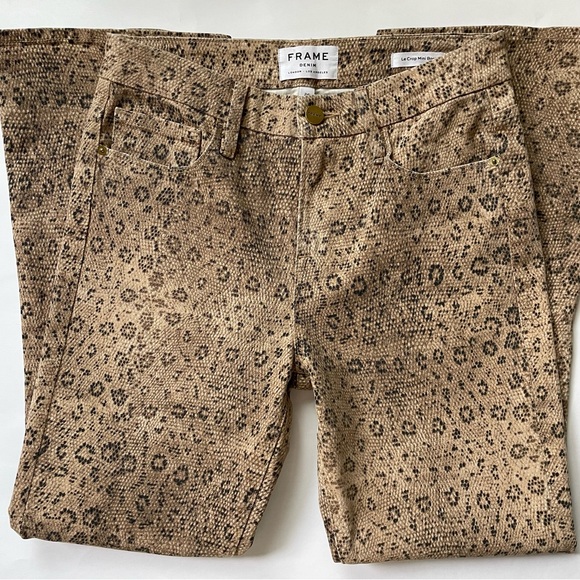 Frame Le Crop Mini Boot snake python print in vanilla multi tan, brown jeans 26 - Picture 10 of 17